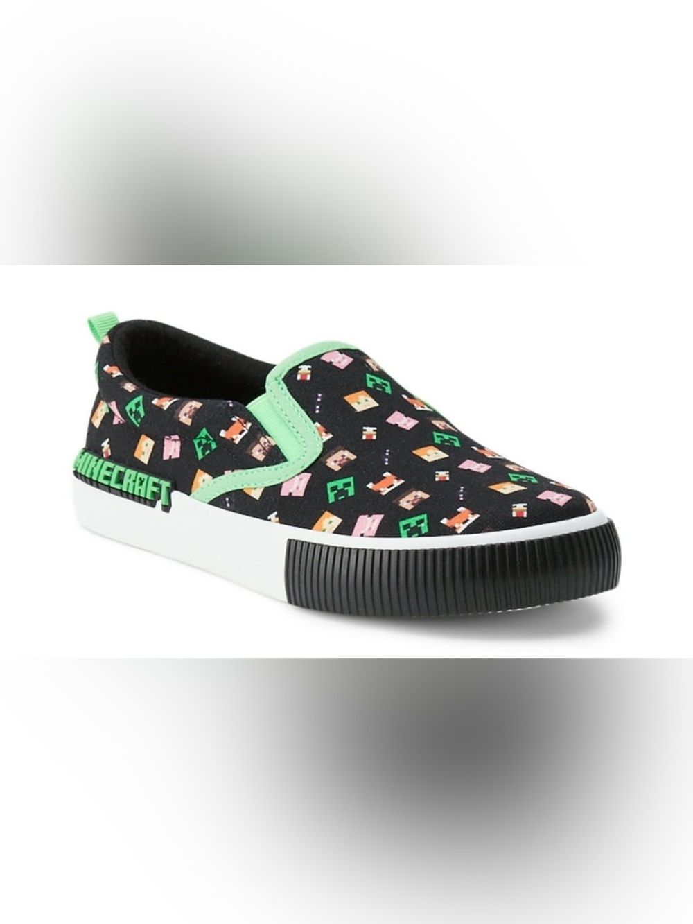 Kids' Black & Green Slip-On Sneakers